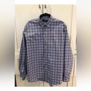 Ralph Lauren Polo Mens Blue Plaid Button Down Shirt L $89.50